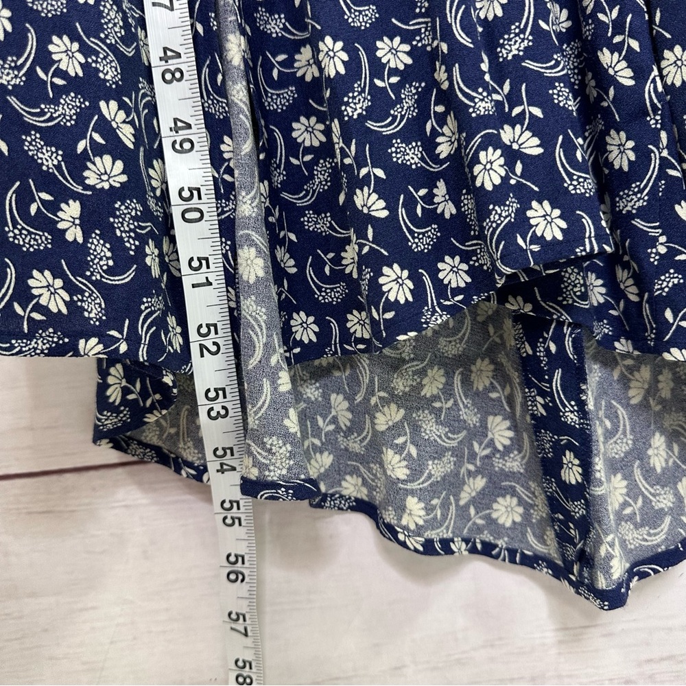 Reformation Gavin Dress Navy Blue Floral Print Midi Size 12 - Picture 9 of 10